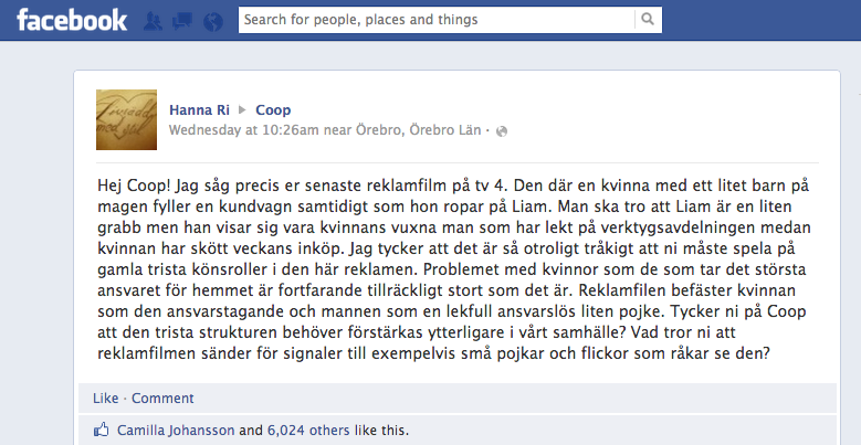Coop, Sociala Medier, Könsroller